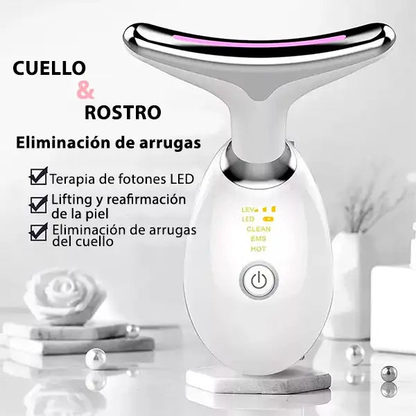 🧖♀️✨ FaceLuxe Pro® – Masajeador Facial y de Cuello con Luz LED