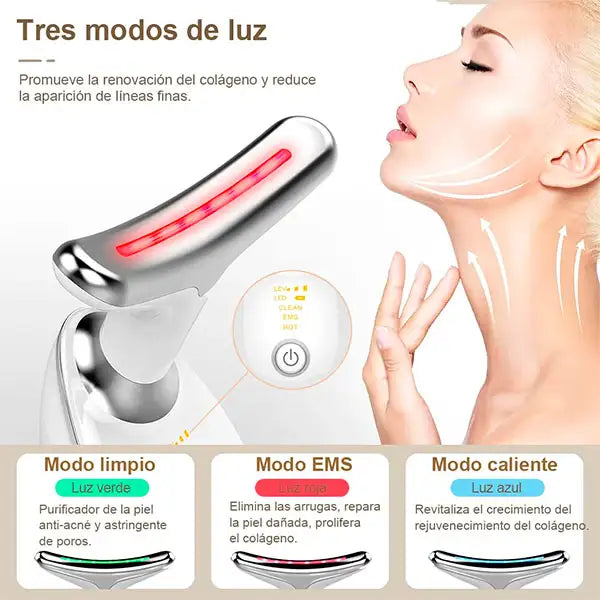 🧖♀️✨ FaceLuxe Pro® – Masajeador Facial y de Cuello con Luz LED
