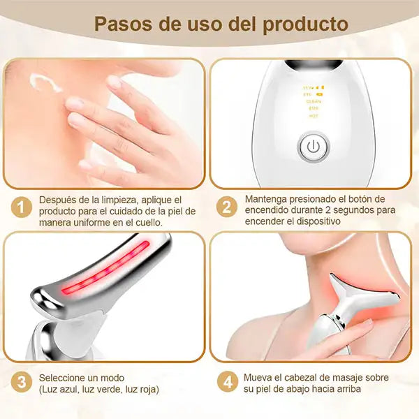🧖♀️✨ FaceLuxe Pro® – Masajeador Facial y de Cuello con Luz LED
