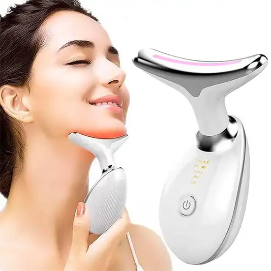 🧖‍♀️✨ FaceLuxe Pro® – Masajeador Facial y de Cuello con Luz LED