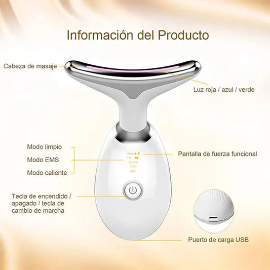 🧖‍♀️✨ FaceLuxe Pro® – Masajeador Facial y de Cuello con Luz LED